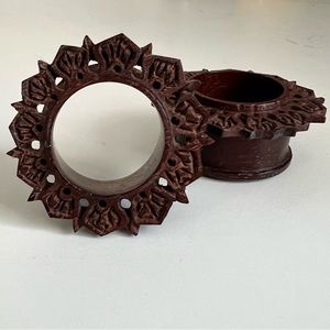 Discontinued Maya Jewelry Organics Carved Wood Tunnels 1”